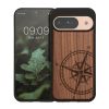 Kwmobile tok Google Pixel 9/Pixel 9 Pro készülékhez, barna, fa/szilikon, KWM000020PT001C