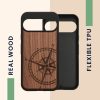 Kwmobile tok Google Pixel 9/Pixel 9 Pro készülékhez, barna, fa/szilikon, KWM000020PT001C