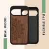 Kwmobile tok Google Pixel 9/Pixel 9 Pro készülékhez, barna, fa/szilikon, KWM000020PT002C