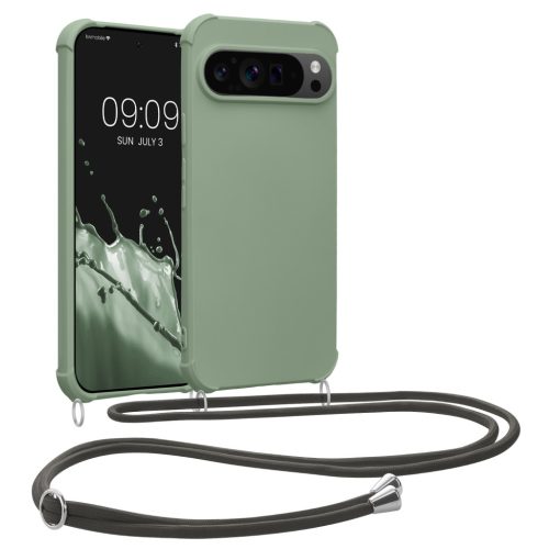 Kwmobile tok nyakpánttal Google Pixel 9/Pixel 9 Pro készülékhez, világoszöld, szilikon, KWM000020PY003C