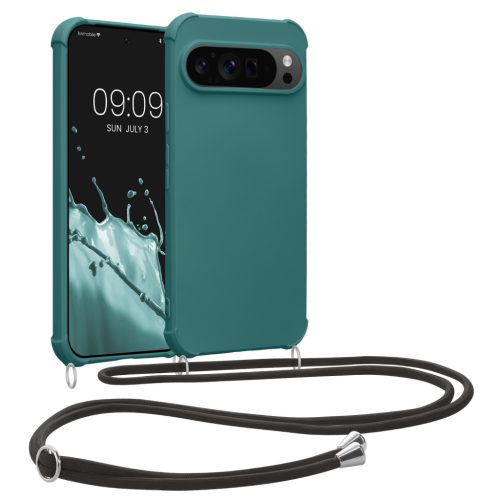 Kwmobile tok nyakpánttal Google Pixel 9/Pixel 9 Pro készülékhez, zöld, szilikon, KWM000020PY005C