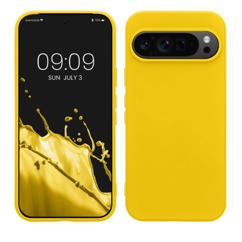 Kwmobile tok Google Pixel 9/Pixel 9 Pro készülékhez, sárga, szilikon, KWM000020QA003C