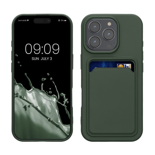 Kwmobile tok Apple iPhone 16 Pro készülékhez, sötétzöld, szilikon, KWM000022UH002C