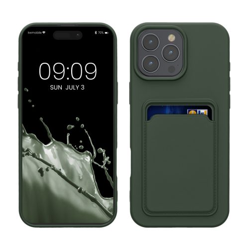 Kwmobile tok Apple iPhone 16 Pro Max készülékhez, sötétzöld, szilikon, KWM000022UI002C