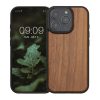 Kwmobile tok Apple iPhone 16 Pro készülékhez, barna, fa/szilikon, KWM000022UQ001C