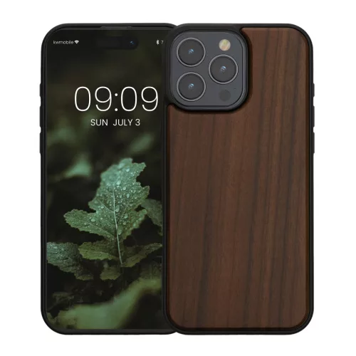 Kwmobile tok Apple iPhone 16 Pro Max készülékhez, barna, fa/szilikon, KWM000022UR001C