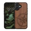 Kwmobile tok Apple iPhone 16-hoz, barna, fa/szilikon, KWM000022US001C