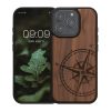 Kwmobile tok Apple iPhone 16 Pro készülékhez, barna, fa/szilikon, KWM000022UT001C