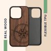 Kwmobile tok Apple iPhone 16 Pro készülékhez, barna, fa/szilikon, KWM000022UT001C