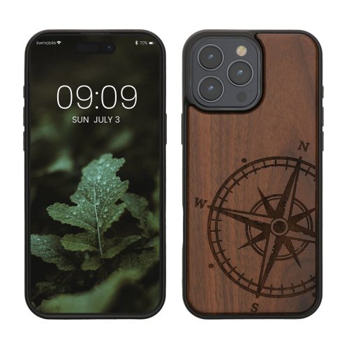 Kwmobile tok Apple iPhone 16 Pro Max készülékhez, barna, fa/szilikon, KWM000022UU001C