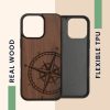 Kwmobile tok Apple iPhone 16 Pro Max készülékhez, barna, fa/szilikon, KWM000022UU001C