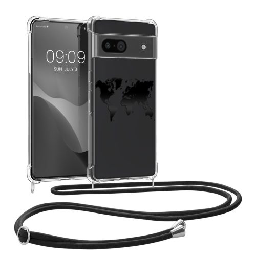 Kwmobile tok nyakpánttal Google Pixel 8a-hoz, átlátszó/fekete, szilikon, KWM000020KX004C