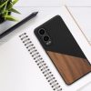 Kwmobile tok OnePlus Nord CE4 Lite-hoz, barna/fekete, fa/szilikon, KWM000022UX001C