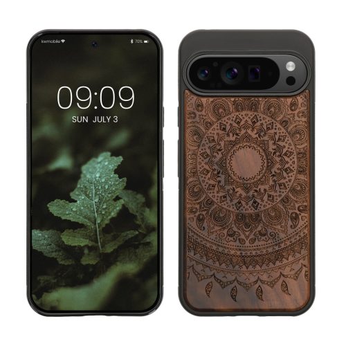 Kwmobile Google Pixel 9 Pro XL tok, barna, fa/szilikon, KWM000020QT003C