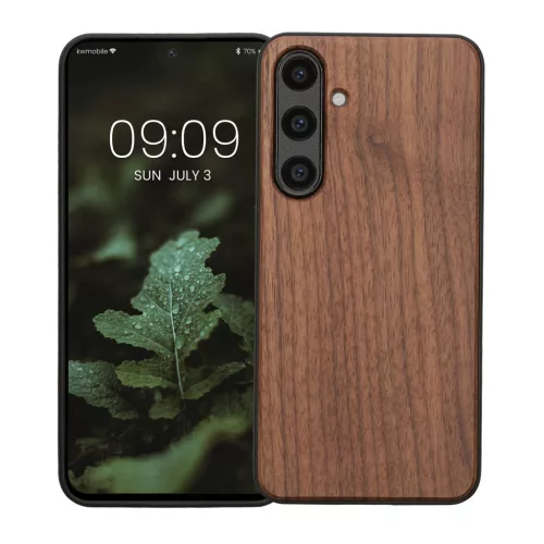Kwmobile tok Samsung Galaxy S24 FE-hez, barna, fa/szilikon, KWM000021WK001C