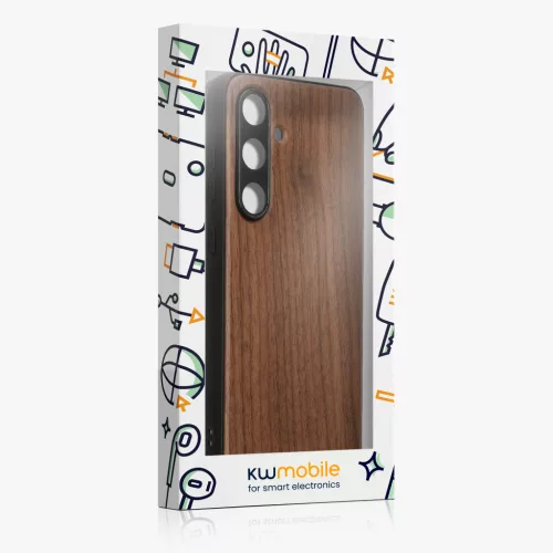 Kwmobile tok Samsung Galaxy S24 FE-hez, barna, fa/szilikon, KWM000021WK001C