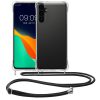 Kwmobile tok nyakpánttal Samsung Galaxy S24 FE-hez, átlátszó/fekete, szilikon, KWM000021WL001C