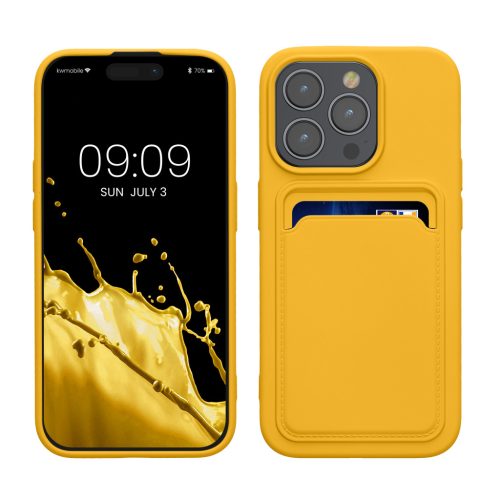 Kwmobile tok Apple iPhone 15 Pro készülékhez, sárga, szilikon, KWM000020EO014C