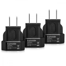   3 db B típusú utazási adapter készlet Kanadához, Kwmobile, fekete, műanyag, 15546