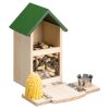 Hranitor veverite din lemn Navaris cu bol apa si suport porumb, 28x17.5x15 cm, 59579.01