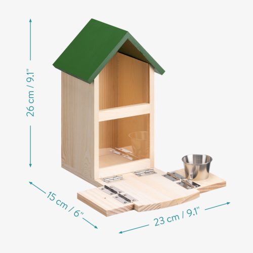 Hranitor veverite din lemn Navaris cu bol apa si suport porumb, 28x17.5x15 cm, 59579.01