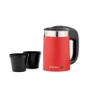 Fierbator de voiaj Navaris dublu perete, 1100W, 0,5L, portabil, ideal camping, rosu, 48676.09