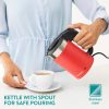 Fierbator de voiaj Navaris dublu perete, 1100W, 0,5L, portabil, ideal camping, rosu, 48676.09