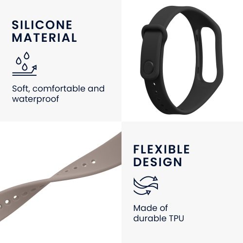 2 db kwmobile pánt készlet OPPO Band Sporthoz, szilikon, fekete/barna, 57437.08