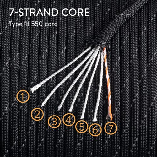 Sfoara Paracord Navaris din nailon, 138.7m, fibre de nailon, negru, 59737.01.3