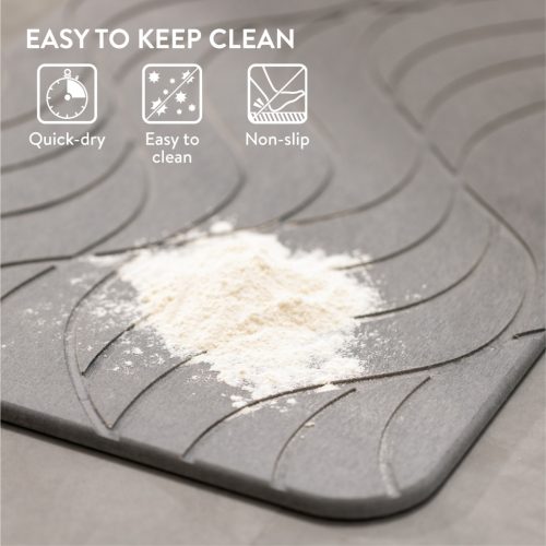 Covoras baie piatra diatomita Navaris, uscare rapida, 60x39 cm, antiderapant, diatomita, gri, piatra