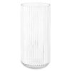 Vaza ribbed Navaris, 11.5x25 cm, transparenta, cilindrica, pentru flori si buchete, transparent, sticla