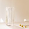 Vaza ribbed Navaris, 11.5x25 cm, transparenta, cilindrica, pentru flori si buchete, transparent, sticla