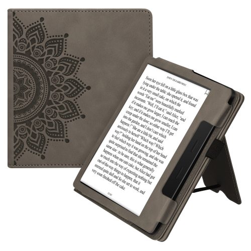kwmobile tok Amazon Kindle Oasis 10, ökológiai bőr, szürke, 59393.04