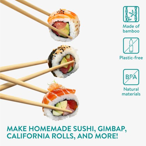 Set 16 piese kit sushi Navaris pentru incepatori, tava bambus, 24x15x2 cm, 60621.01