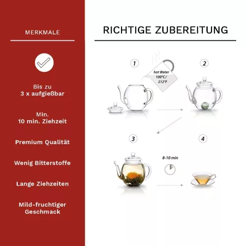 Creano ErbluhTee virágzó tea kóstoló szett, 6 gömb, 6 fajta, fehér virágzó tea