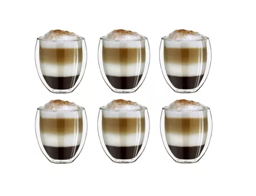 Set 6 pahare termice Creano DG-Bauchig, 400 ml, sticla borosilicata, perete dublu