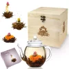 Creano ErbluhTee virágzó tea szett, fekete tea, 500 ml üveg teáskanna, 6 golyó