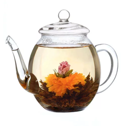 Creano ErbluhTee virágzó tea szett, fekete tea, 500 ml üveg teáskanna, 6 golyó