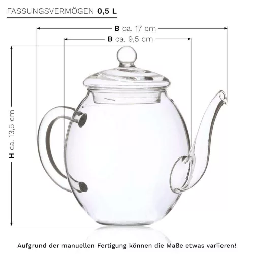 Creano ErbluhTee virágzó tea szett, fekete tea, 500 ml üveg teáskanna, 6 golyó