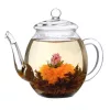 Creano ErbluhTee Mix ajándékszett, 500 ml üveg teáskanna és 6 virágzó fekete teagolyó, 3 fajta