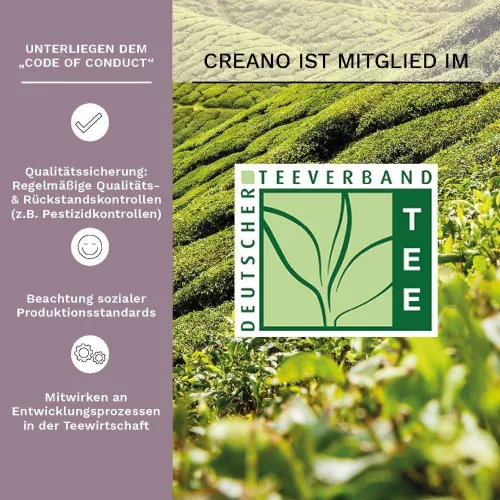 Creano ErbluhTee Mix ajándékszett, 500 ml üveg teáskanna és 6 virágzó fekete teagolyó, 3 fajta