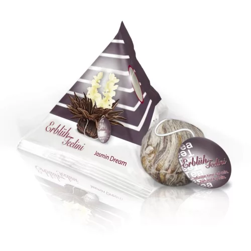 Creano Teelini virágzó tea ajándékszett, 12 tasak, 8 fajta, fából készült doboz, fehér/fekete tea