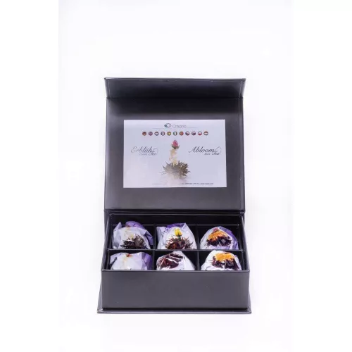 Creano Flowering Tea Mix fekete tea keverék, virágos aroma, 6 darabos szett, mágneses doboz