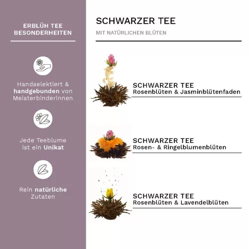 Creano Flowering Tea Mix fekete tea keverék, virágos aroma, 6 darabos szett, mágneses doboz