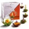 Creano ErbluhTee virágzó tea ajándékszett, 6 gömb, fehér/fekete tea, 500 ml teáskanna