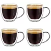 Set 4 cesti espresso termice Creano, 100 ml, sticla borosilicata, perete dublu, model inalt