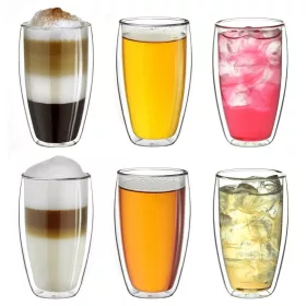   Set 6 pahare termice Creano DG-SH, 250 ml, sticla borosilicata, perete dublu