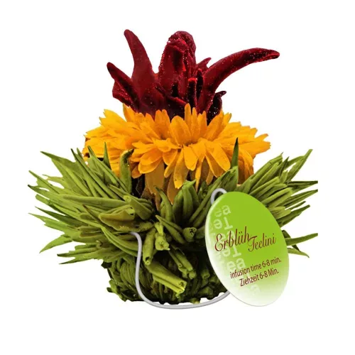 Creano ErbluhTeelini virágzó tea szett bögréhez, 8 darab (4 aroma), zöld tea