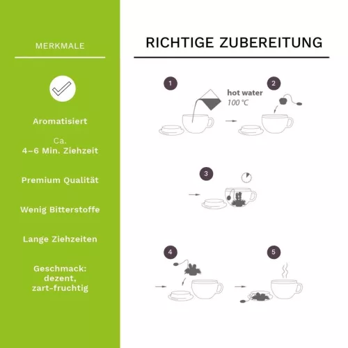 Creano ErbluhTeelini virágzó tea szett bögréhez, 8 darab (4 aroma), zöld tea