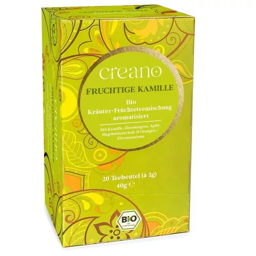 Creano bio gyümölcsös kamillatea, 20 filtertasak, édes-gyümölcsös, citrusos